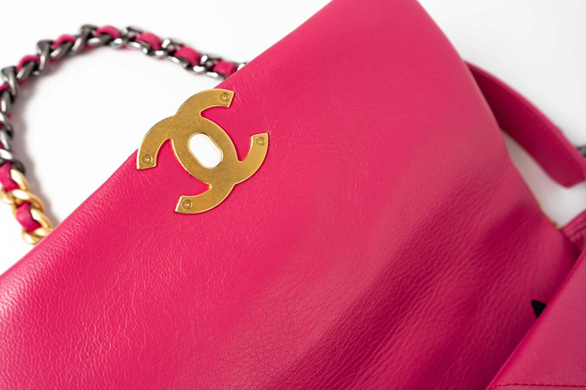CHANEL Handbag Pink Pink Goatskin Quilted 19 Flap Small Mixed Hardware - Redeluxe