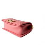 CHANEL Handbag Pink Pink Lambskin Quilted Small Boy Bag Aged Gold Hardware - Redeluxe