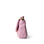 CHANEL Handbag Pink Pink Mini Lacquered Chain Lambskin Quilted Flap Aged Gold Hardware - Redeluxe