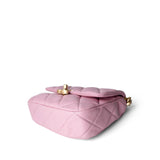 CHANEL Handbag Pink Pink Mini Lacquered Chain Lambskin Quilted Flap Aged Gold Hardware - Redeluxe