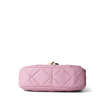 CHANEL Handbag Pink Pink Mini Lacquered Chain Lambskin Quilted Flap Aged Gold Hardware - Redeluxe