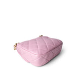 CHANEL Handbag Pink Pink Mini Lacquered Chain Lambskin Quilted Flap Aged Gold Hardware - Redeluxe