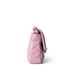 CHANEL Handbag Pink Pink Mini Lacquered Chain Lambskin Quilted Flap Aged Gold Hardware - Redeluxe
