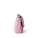 CHANEL Handbag Pink Pink Mini Lacquered Chain Lambskin Quilted Flap Aged Gold Hardware - Redeluxe