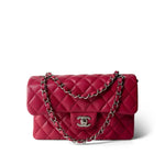 CHANEL Handbag Pink Raspberry Caviar Quilted Classic Flap Small Silver Hardware - Redeluxe