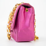 CHANEL Handbag Pink Satin Quilted Single Flap Mini Gold Hardware - Redeluxe