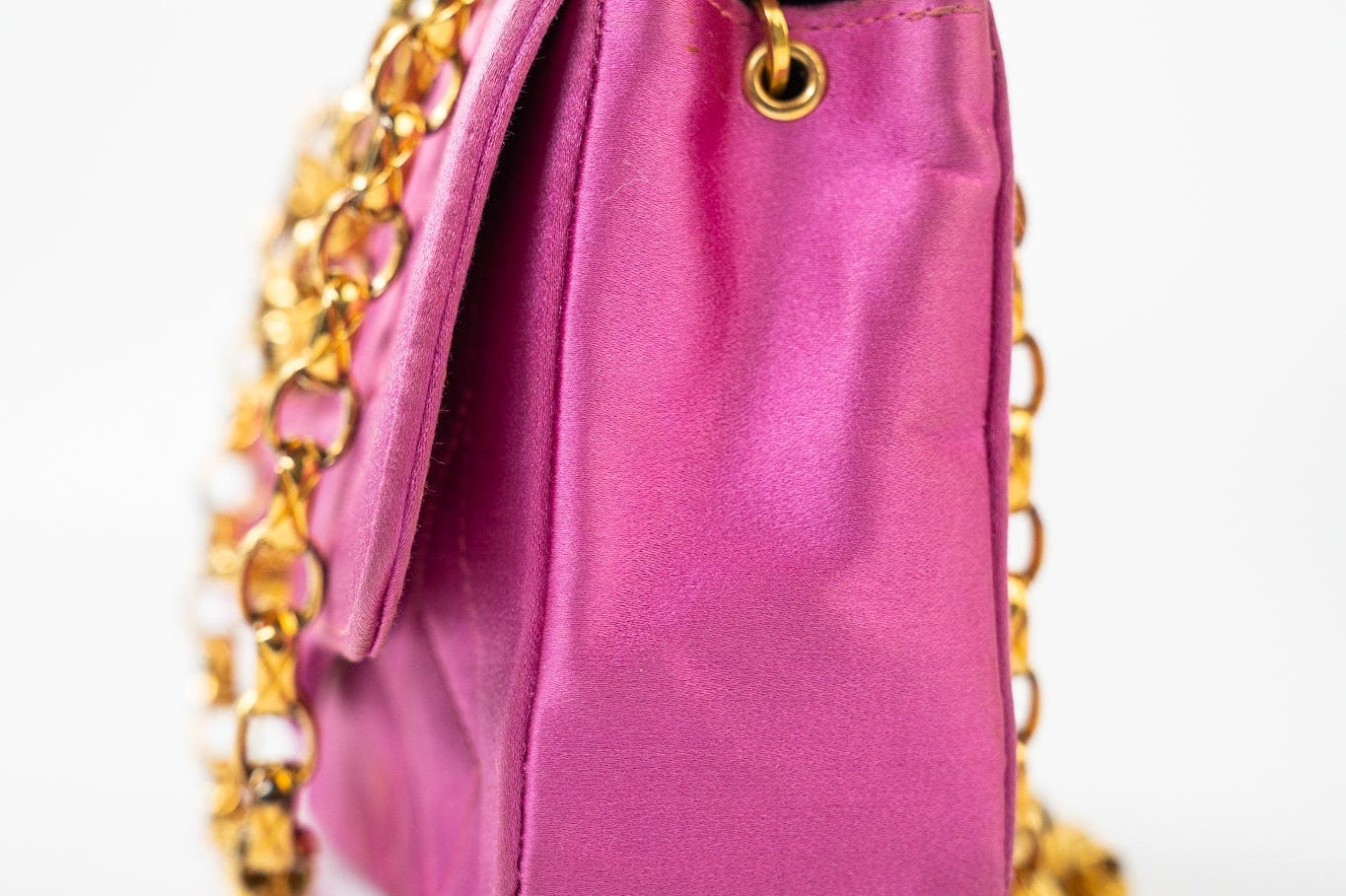 CHANEL Handbag Pink Satin Quilted Single Flap Mini Gold Hardware - Redeluxe