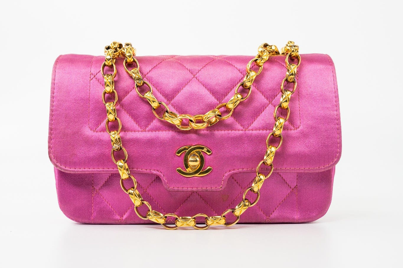 CHANEL Handbag Pink Satin Quilted Single Flap Mini Gold Hardware - Redeluxe
