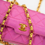 CHANEL Handbag Pink Satin Quilted Single Flap Mini Gold Hardware - Redeluxe