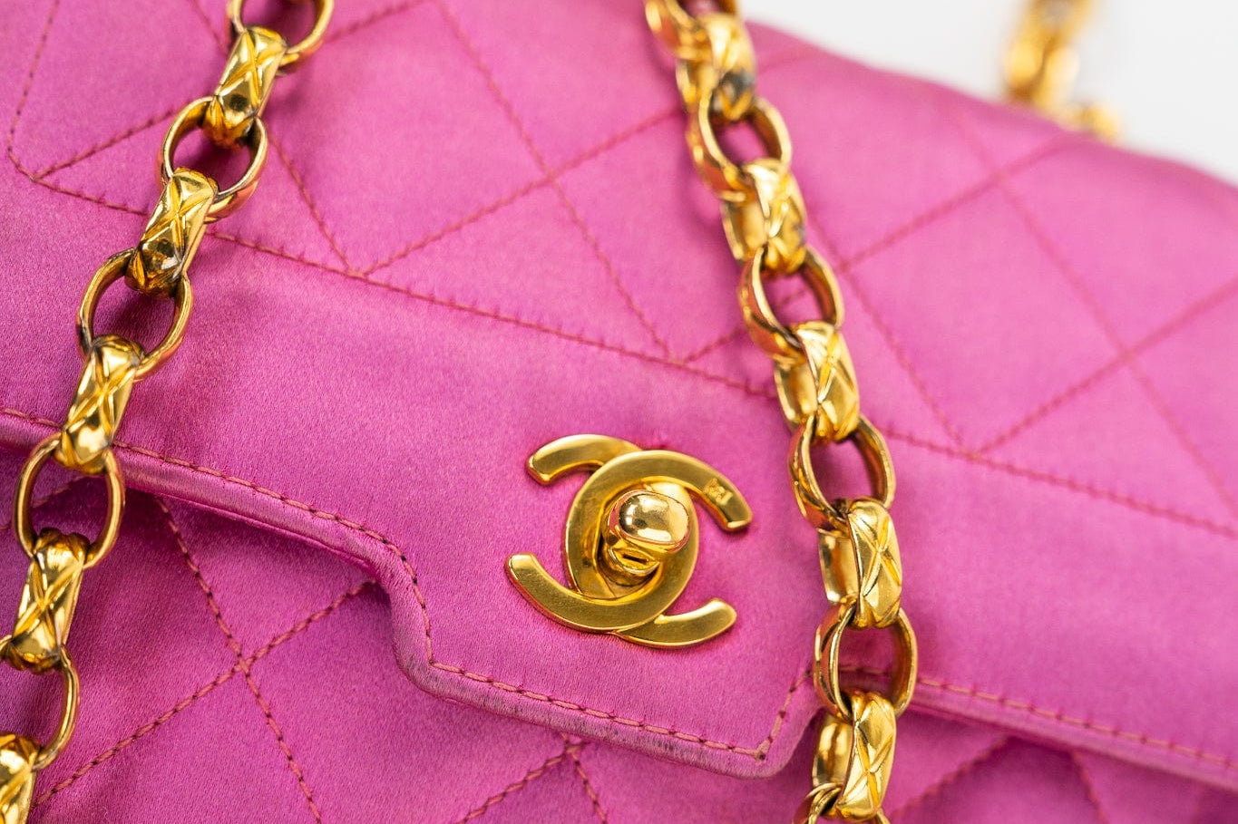 CHANEL Handbag Pink Satin Quilted Single Flap Mini Gold Hardware - Redeluxe
