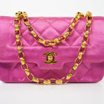 CHANEL Handbag Pink Satin Quilted Single Flap Mini Gold Hardware - Redeluxe