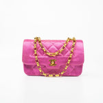 CHANEL Handbag Pink Satin Quilted Single Flap Mini Gold Hardware - Redeluxe