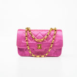 CHANEL Handbag Pink Satin Quilted Single Flap Mini Gold Hardware - Redeluxe