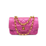 CHANEL Handbag Pink Satin Quilted Single Flap Mini Gold Hardware - Redeluxe