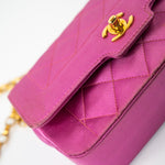 CHANEL Handbag Pink Satin Quilted Single Flap Mini Gold Hardware - Redeluxe