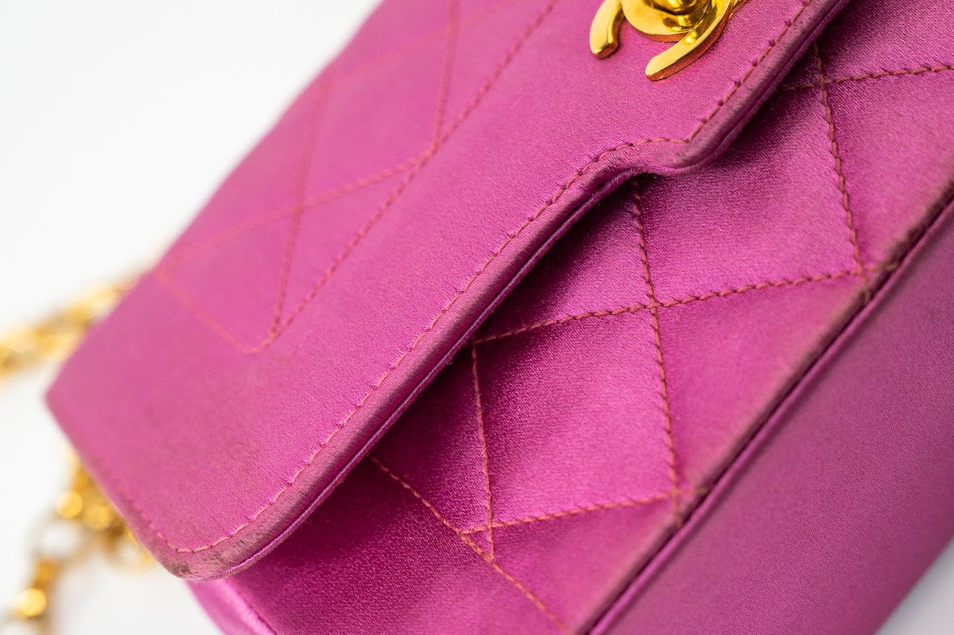 CHANEL Handbag Pink Satin Quilted Single Flap Mini Gold Hardware - Redeluxe