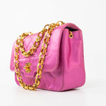 CHANEL Handbag Pink Satin Quilted Single Flap Mini Gold Hardware - Redeluxe