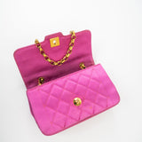 CHANEL Handbag Pink Satin Quilted Single Flap Mini Gold Hardware - Redeluxe