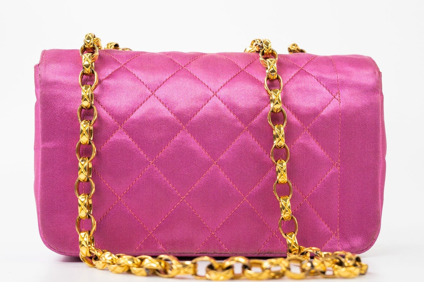 CHANEL Handbag Pink Satin Quilted Single Flap Mini Gold Hardware - Redeluxe