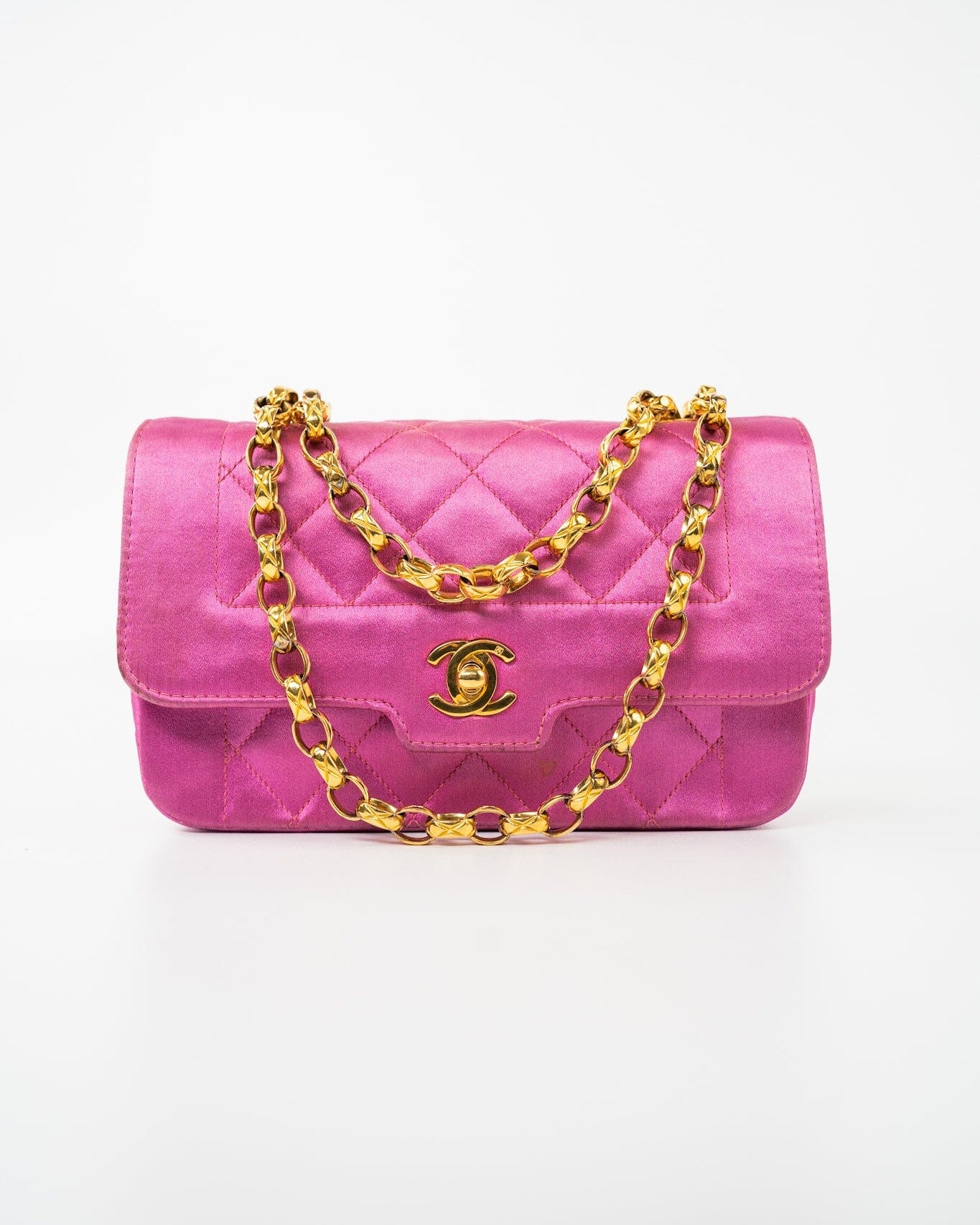 CHANEL Handbag Pink Satin Quilted Single Flap Mini Gold Hardware - Redeluxe