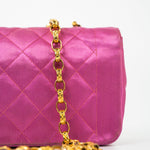 CHANEL Handbag Pink Satin Quilted Single Flap Mini Gold Hardware - Redeluxe