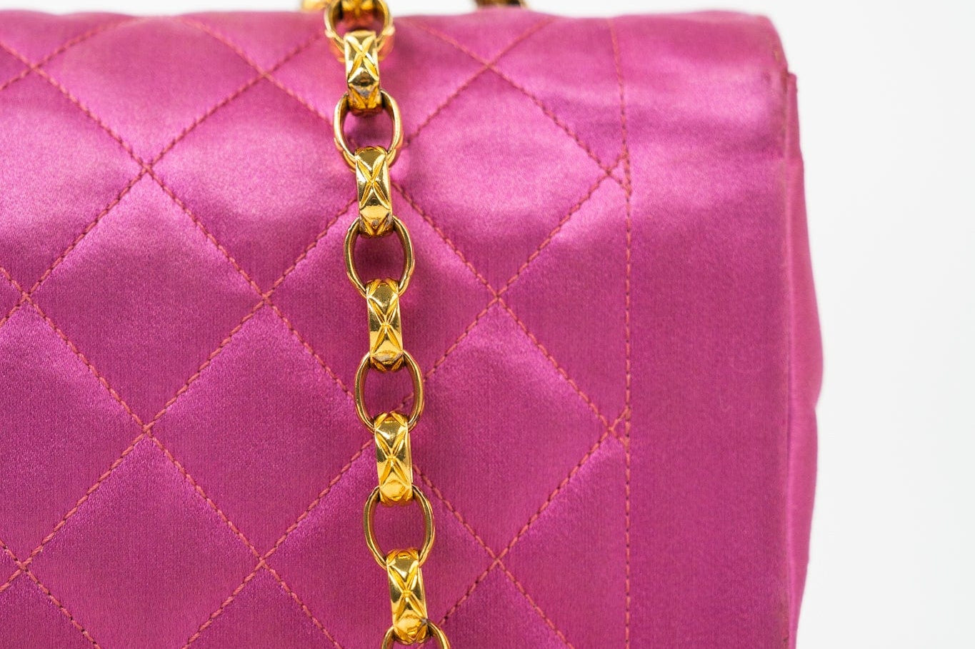 CHANEL Handbag Pink Satin Quilted Single Flap Mini Gold Hardware - Redeluxe
