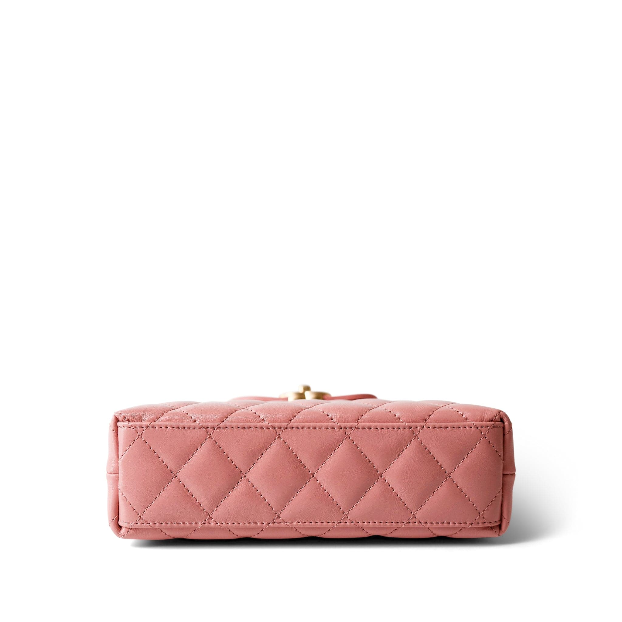 CHANEL Handbag Pink Shiny Aged Calfskin Quilted Nano Kelly Shopper Coral Pink - Redeluxe