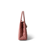 CHANEL Handbag Pink Shiny Aged Calfskin Quilted Nano Kelly Shopper Coral Pink - Redeluxe
