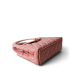 CHANEL Handbag Pink Shiny Aged Calfskin Quilted Nano Kelly Shopper Coral Pink - Redeluxe