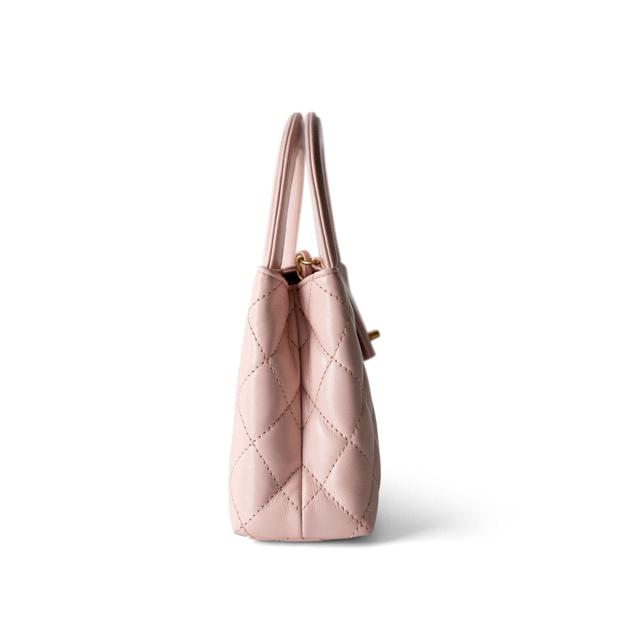 Shiny Aged Calfskin Quilted Nano Kelly Shopper Light Pink – REDELUXE