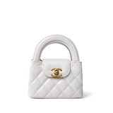 CHANEL Handbag Pink White Aged Calfskin Nano Kelly Mini Shopper - Redeluxe