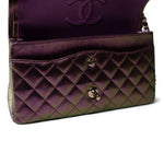 CHANEL Handbag Purple 20B Iridescent Purple Calfskin Quilted Classic Flap Light Gold Hardware - Redeluxe