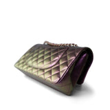 CHANEL Handbag Purple 20B Iridescent Purple Calfskin Quilted Classic Flap Light Gold Hardware - Redeluxe