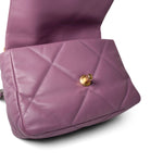 CHANEL Handbag Purple 20B Purple Goatskin Quilted 19 Flap Small Mixed Hardware - Redeluxe