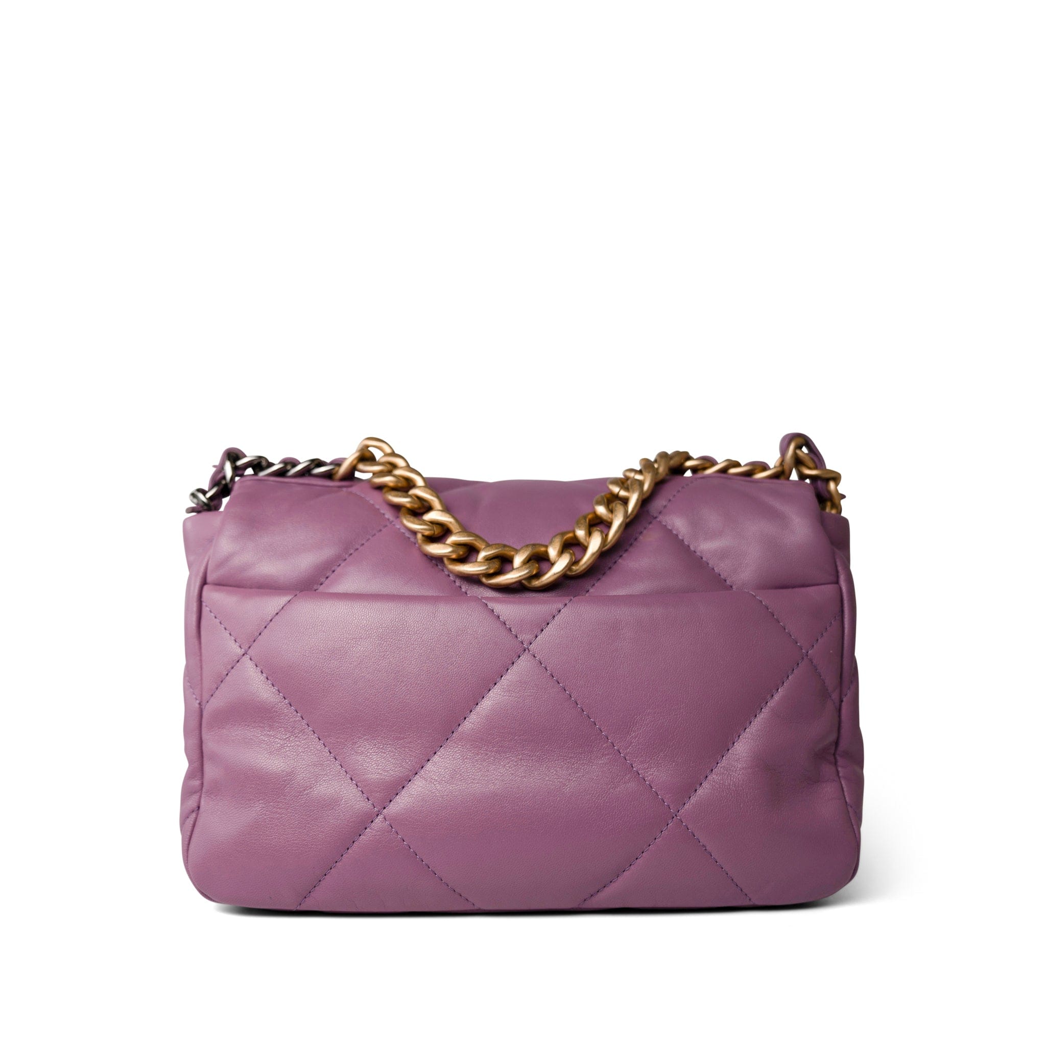 CHANEL Handbag Purple 20B Purple Goatskin Quilted 19 Flap Small Mixed Hardware - Redeluxe