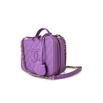 CHANEL Handbag Purple 20C Purple Caviar Quilted CC Medium Filigree Vanity Case - Redeluxe