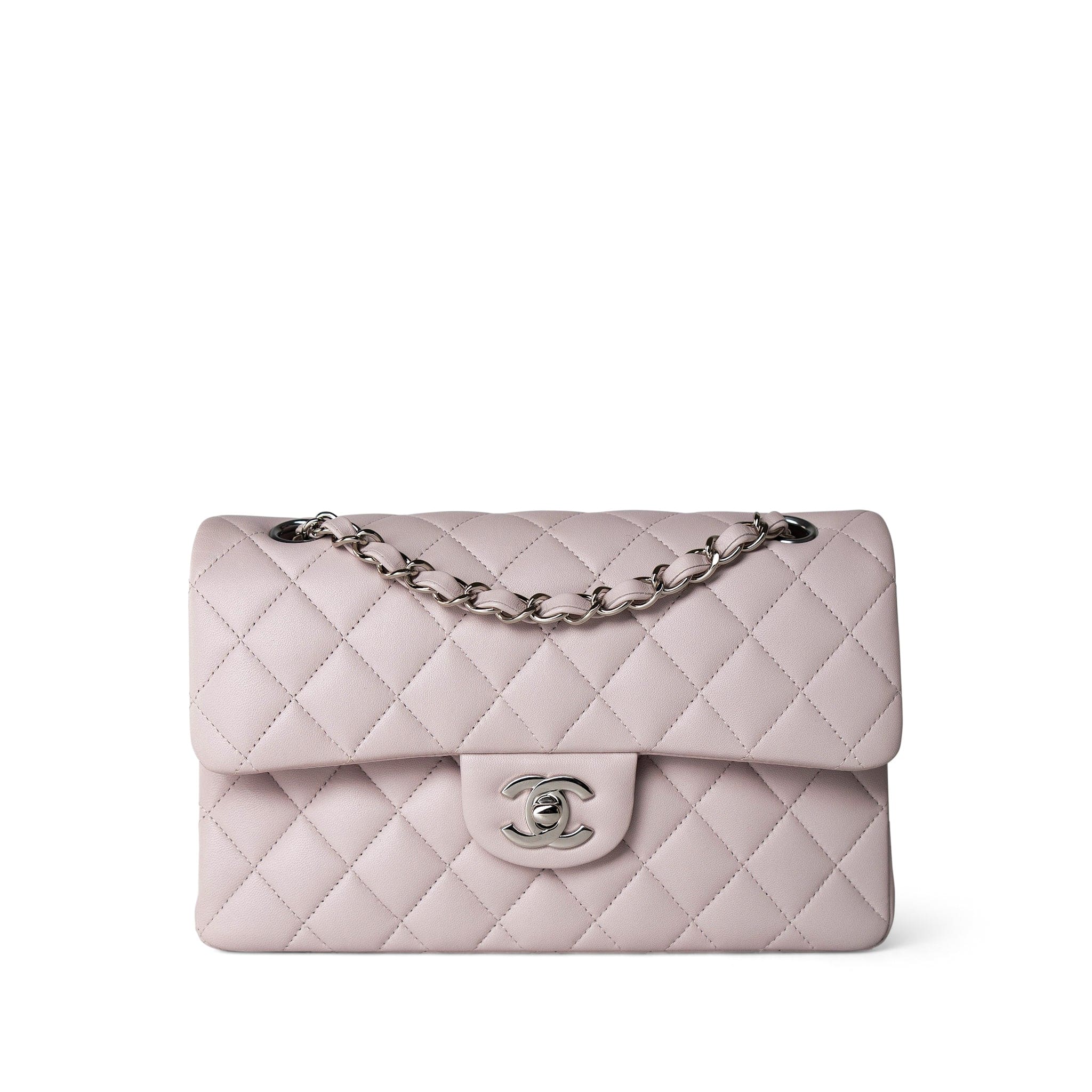 CHANEL Handbag Purple 21B Light Purple Lambskin Quilted Classic Flap Small Silver Hardware - Redeluxe