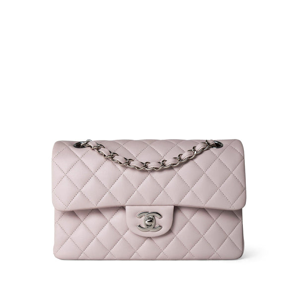CHANEL シルバーグレイ レザージャケット Chanel Silver Lambskin Rectangular Mini Classic Flap Silver Hardware
