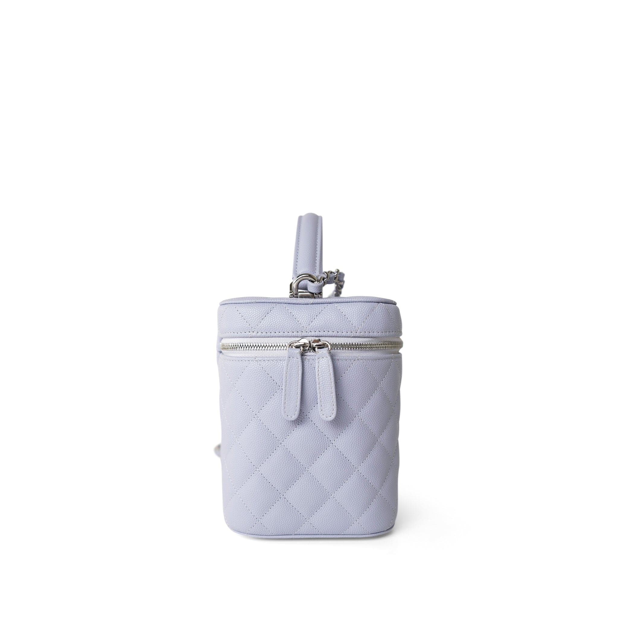 CHANEL Handbag Purple 21K Lavender Caviar Quilted Top Handle Vanity Case Silver Hardware - Redeluxe