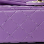 CHANEL Handbag Purple 22s Purple Lambskin Quilted Mini Rectangular Single Flap - Redeluxe