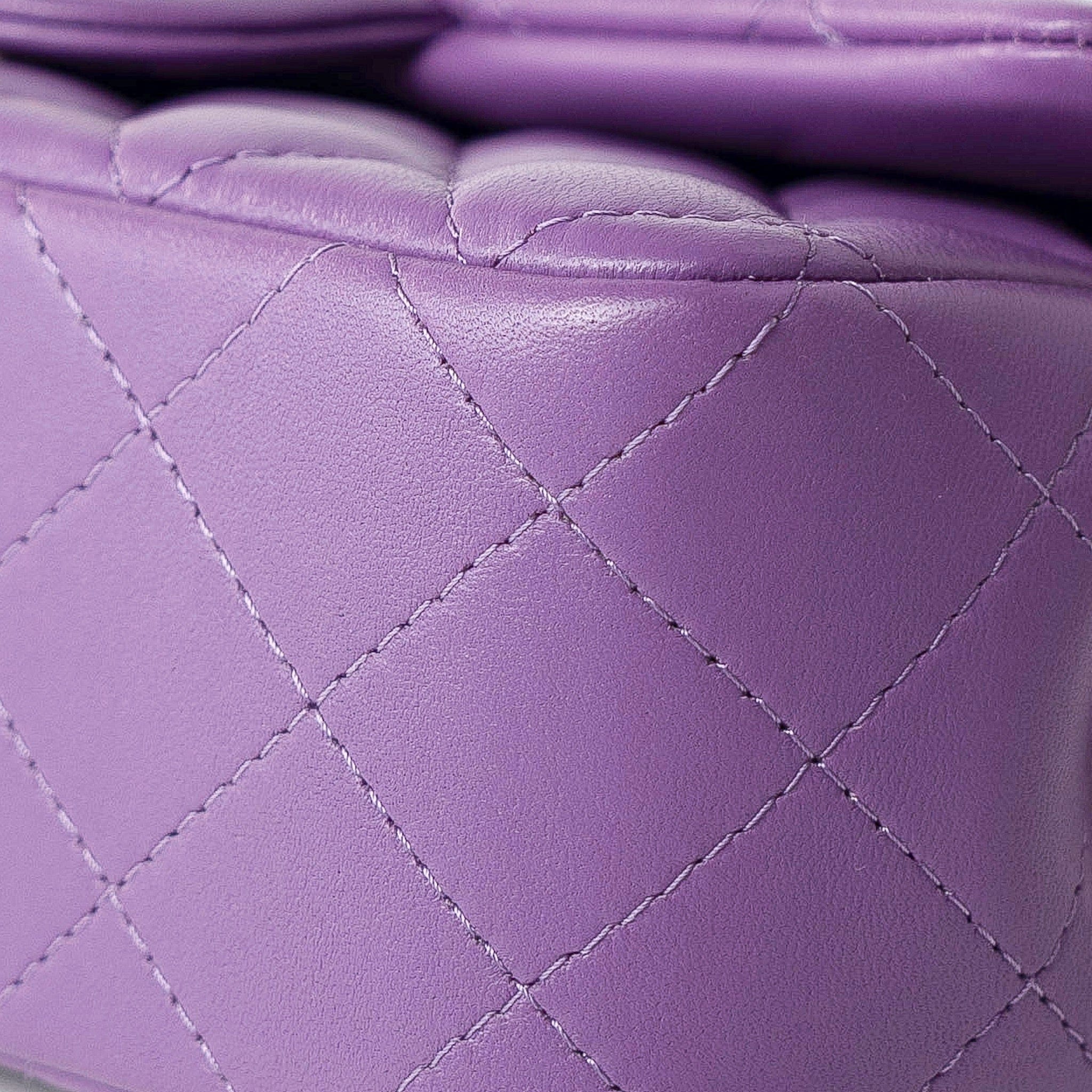 CHANEL Handbag Purple 22s Purple Lambskin Quilted Mini Rectangular Single Flap - Redeluxe