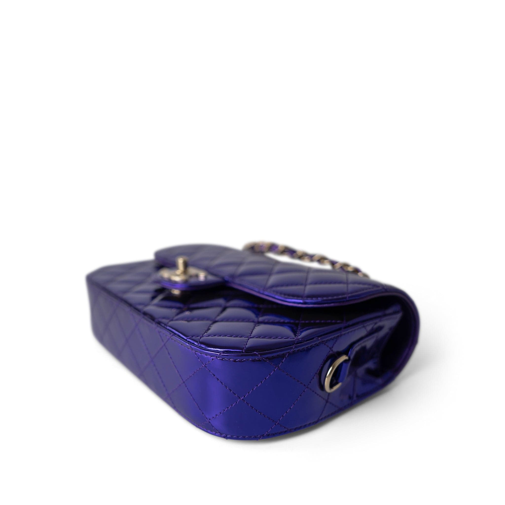CHANEL Handbag Purple 24C Shiny Purple Calfskin Quilted Flap Bag & Coin Purse - Redeluxe