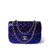 CHANEL Handbag Purple 24C Shiny Purple Calfskin Quilted Flap Bag & Coin Purse - Redeluxe