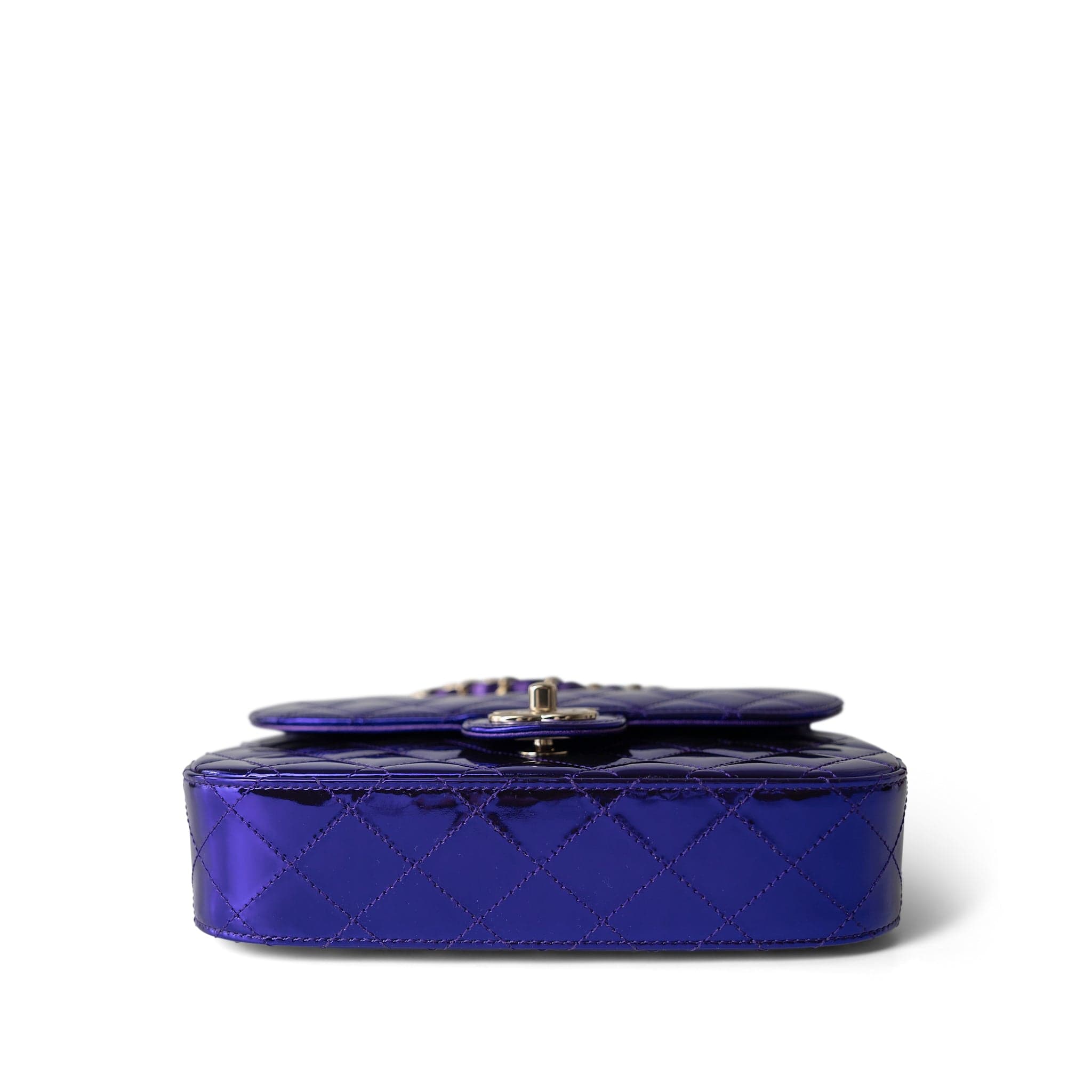 CHANEL Handbag Purple 24C Shiny Purple Calfskin Quilted Flap Bag & Coin Purse - Redeluxe