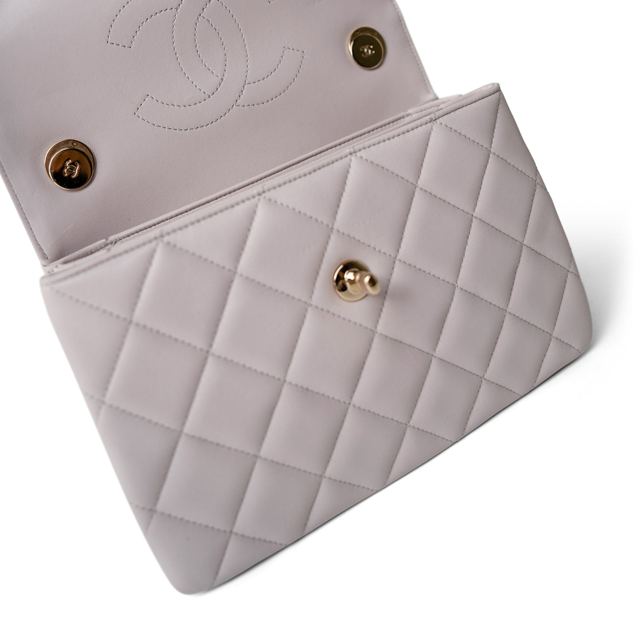 CHANEL Handbag Purple Lilac Lambskin Quilted Trendy CC Small Light Gold Hardware - Redeluxe