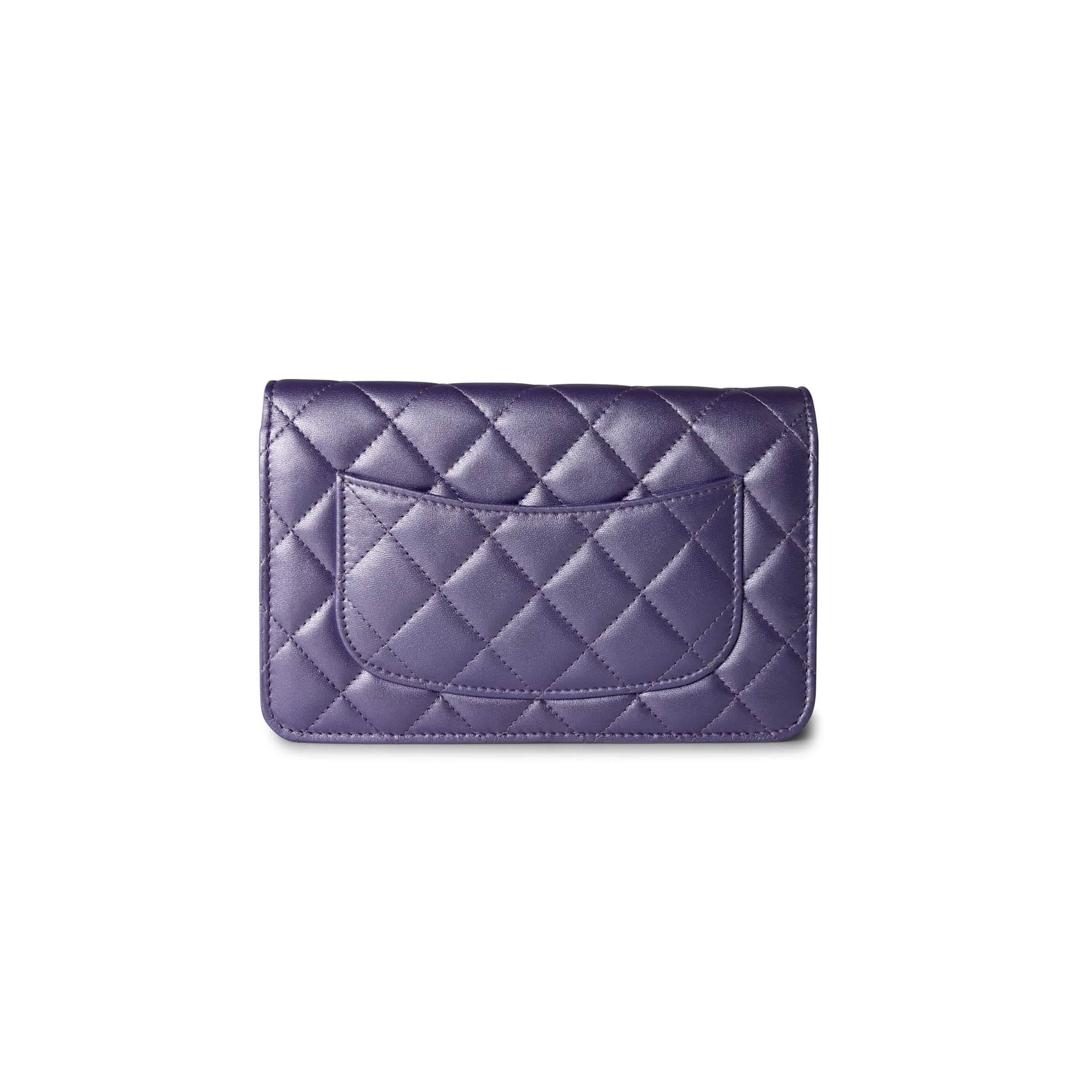 CHANEL Handbag Purple Purple Iridescent Lambskin Quilted Wallet on Chain / WOC Light Gold Hardware - Redeluxe