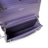 CHANEL Handbag Purple Purple Iridescent Lambskin Quilted Wallet on Chain / WOC Light Gold Hardware - Redeluxe