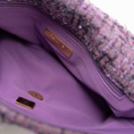 CHANEL Handbag Purple Tweed Quilted 19 Flap Large Mixed Hardware - Redeluxe