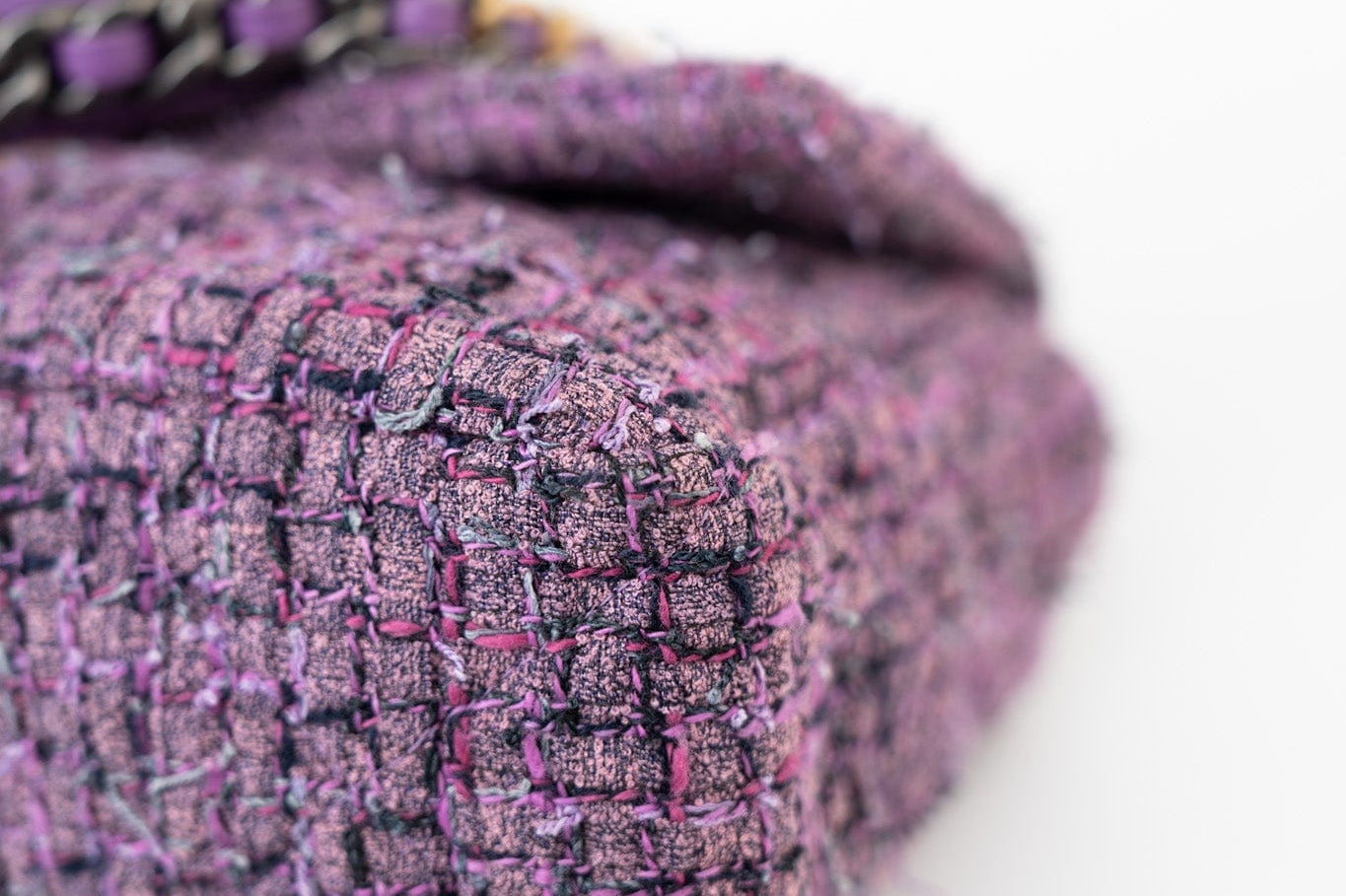 CHANEL Handbag Purple Tweed Quilted 19 Flap Large Mixed Hardware - Redeluxe
