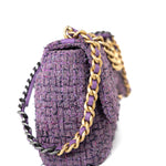 CHANEL Handbag Purple Tweed Quilted 19 Flap Large Mixed Hardware - Redeluxe